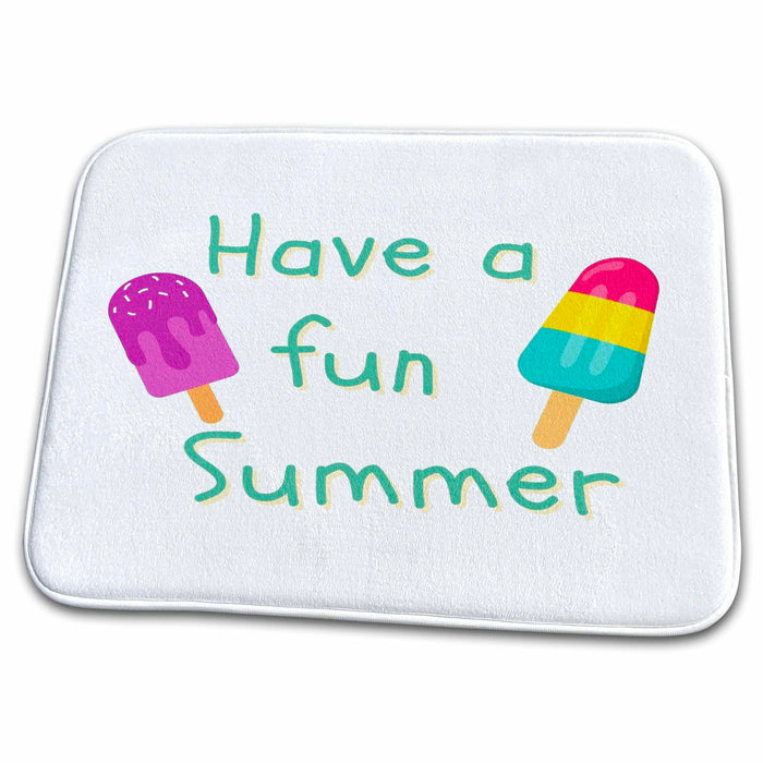 Dish Drying Mat - Image of a Icecream with Text of Have a Fun Summer 3dRose Mary Aikeen- Summer