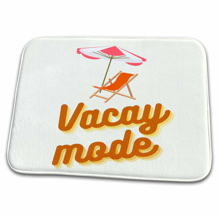 Dish Drying Mat - Image of Beach umbrella with Text of Vacay Mode 3dRose Mary Aikeen- Summer