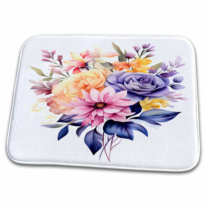 Dish Drying Mat - Pretty Summer Flowers Illustration Illustrations