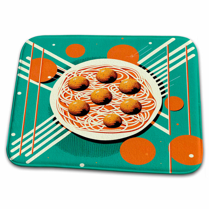 Dish Drying Mat - Mid-Century Modern Spaghetti plate. Craftsman Studios - Mid-Century Modern