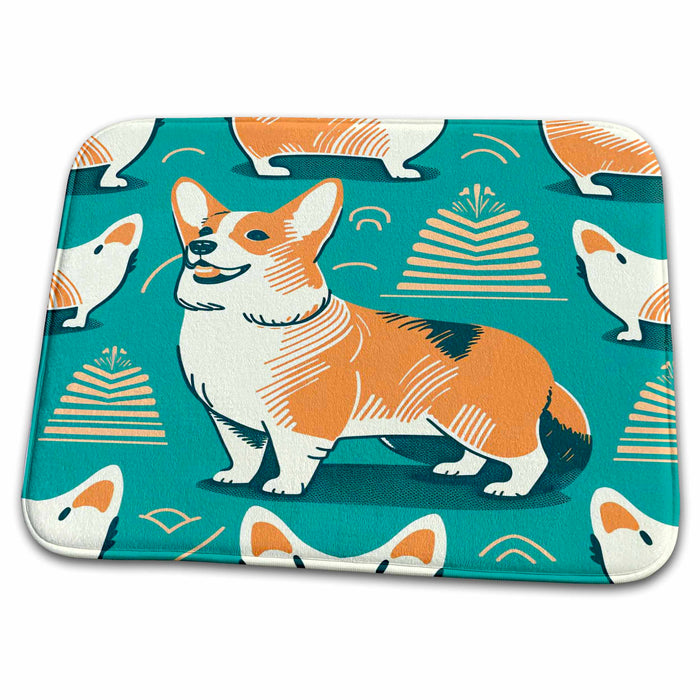 Dish Drying Mat - Mid-Century Modern Corgi Craftsman Studios - Mid-Century Modern