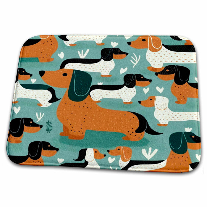 Dish Drying Mat - Mid-Century Dachshunds - Weenie Dogs Craftsman Studios - Mid-Century Modern