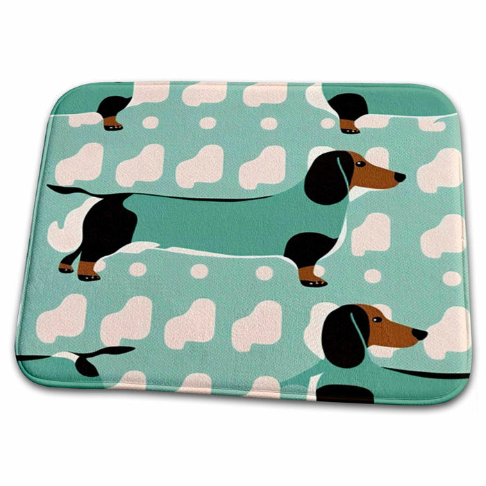 Dish Drying Mat - Fun Mid-Century Dachsund Pattern Craftsman Studios - Mid-Century Modern