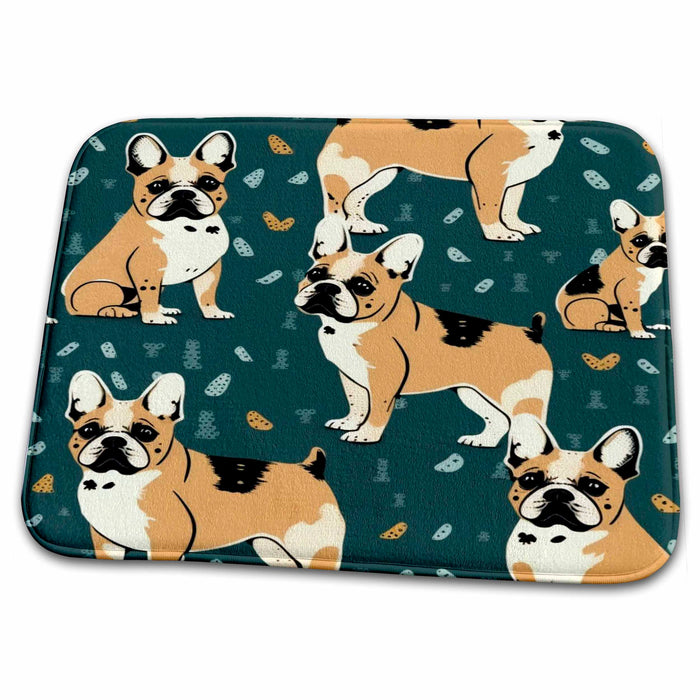 Dish Drying Mat - Mid-Century Modern French Bulldogs. Everybody loves Frenchies Craftsman Studios - Mid-Century Modern