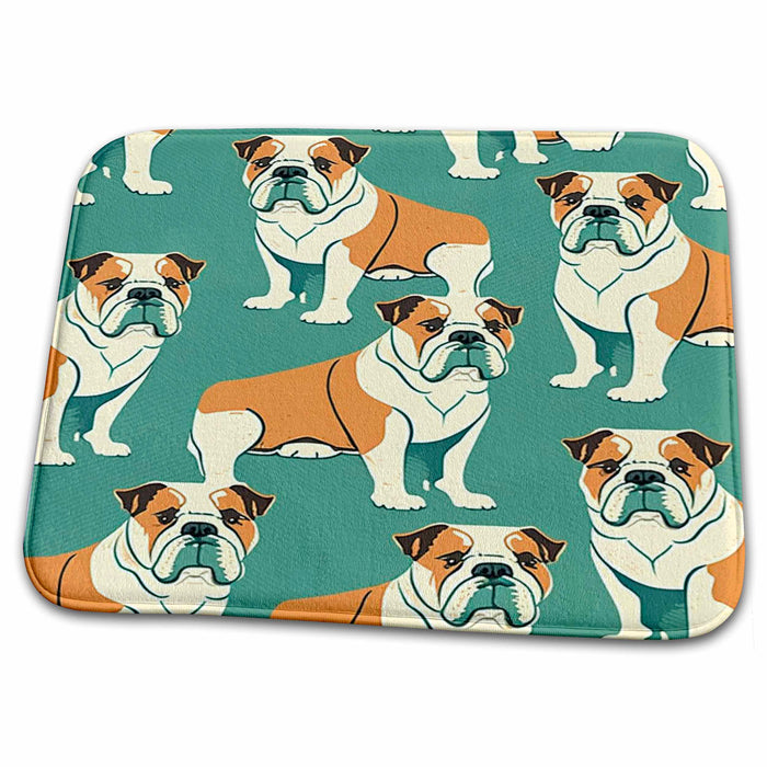 Dish Drying Mat - Bold colors highlight these mid-century style Bulldogs Craftsman Studios - Mid-Century Modern