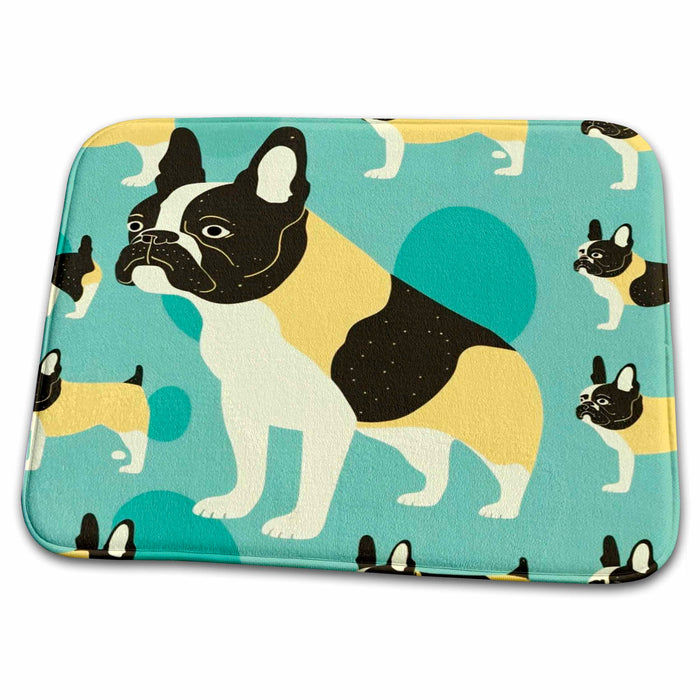 Dish Drying Mat - Mid-century charm meets French Bulldog whimsy Craftsman Studios - Mid-Century Modern