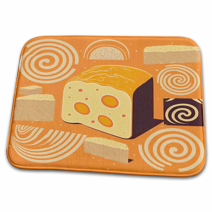 Dish Drying Mat - Sleek lines and bold hues meet in this bread depiction Craftsman Studios - Mid-Century Modern