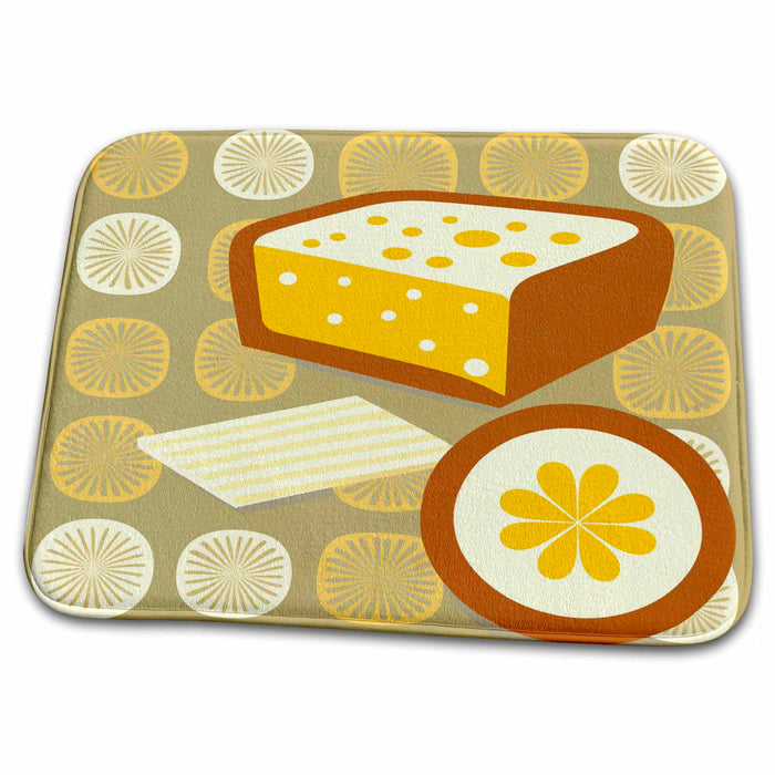 Dish Drying Mat - Retro design elements highlight this bread and butter illustration Craftsman Studios - Mid-Century Modern