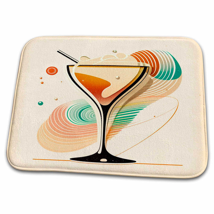 Dish Drying Mat - Mid-century modern lines frame this martini artwork Craftsman Studios - Mid-Century Modern