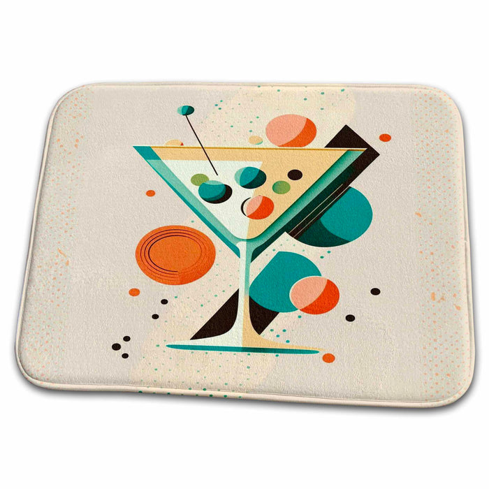 Dish Drying Mat - Vintage hues bring this mid-century martini to life Craftsman Studios - Mid-Century Modern