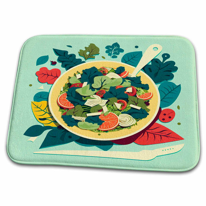 Dish Drying Mat - Culinary creativity shines in mid-century modern salad design Craftsman Studios - Mid-Century Modern