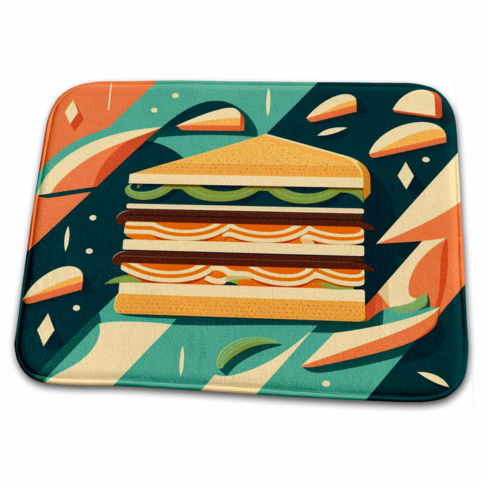 Dish Drying Mat - Mid-century modern meets playful food imagery with this sandwich Craftsman Studios - Mid-Century Modern