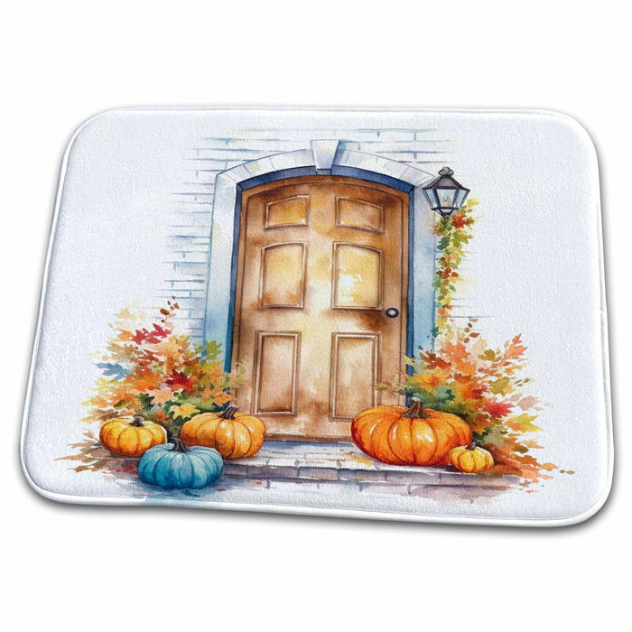 Dish Drying Mat - Fall Front Door Illustration Illustrations