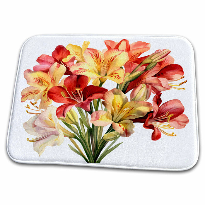 Dish Drying Mat - Pretty Alstromeria Flower Illustration Illustrations