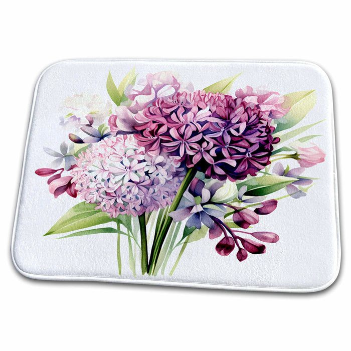 Dish Drying Mat - Pretty Allium and Primrose Illustration Illustrations