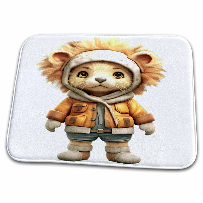 Dish Drying Mat - Cute School Lion Illustration Illustrations