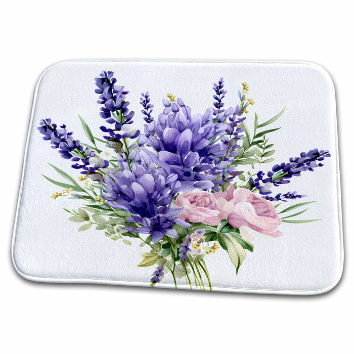 Dish Drying Mat - Lavender Flowers Illustration Illustrations