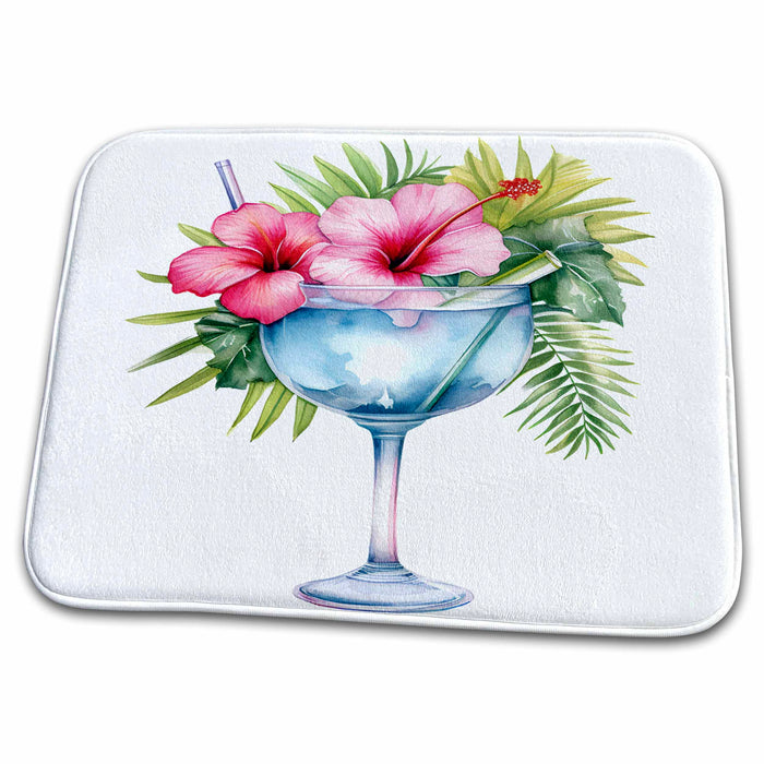 Dish Drying Mat - Pretty Tropical Cocktail Illustration Illustrations