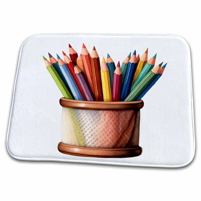 Dish Drying Mat - Container Of Colored Pencils Illustration Illustrations