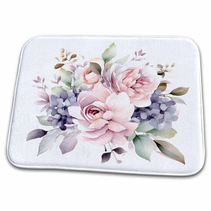 Dish Drying Mat - Pastel Pink Flower Illustration Illustrations