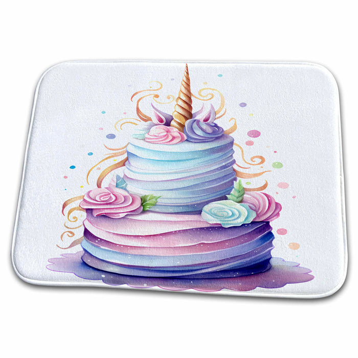 Dish Drying Mat - Cute Unicorn Cake Illustration Illustrations