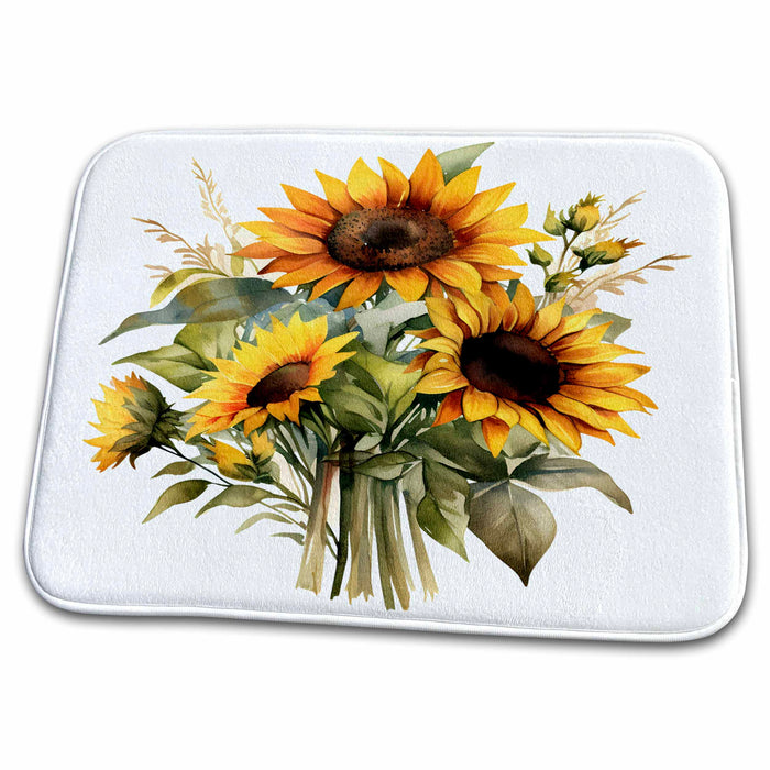 Dish Drying Mat - Pretty Bunch Of Sunflowers Illustration Illustrations