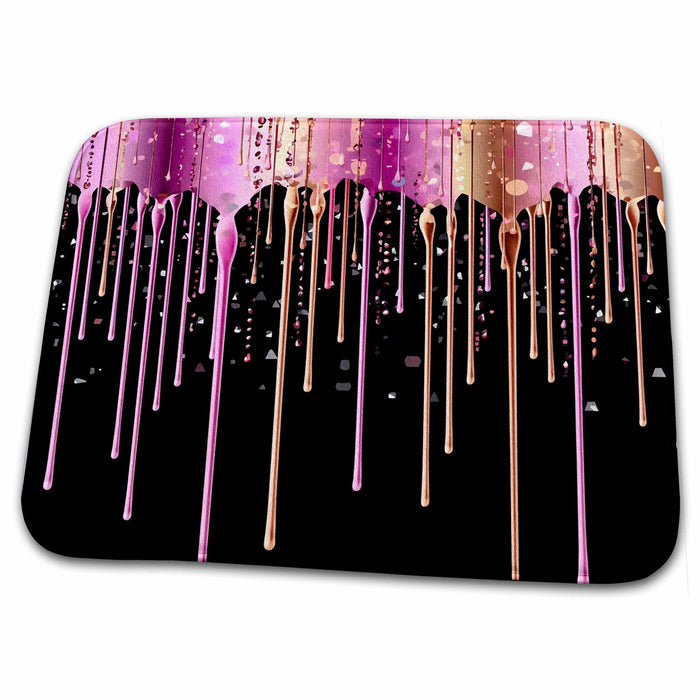 Dish Drying Mat - Glam Pink and Image Of Gold Image Of Drips Illustration Illustrations