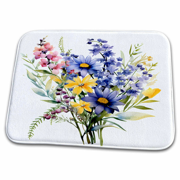 Dish Drying Mat - Pretty Bunch Of Wildflowers Illustration Illustrations