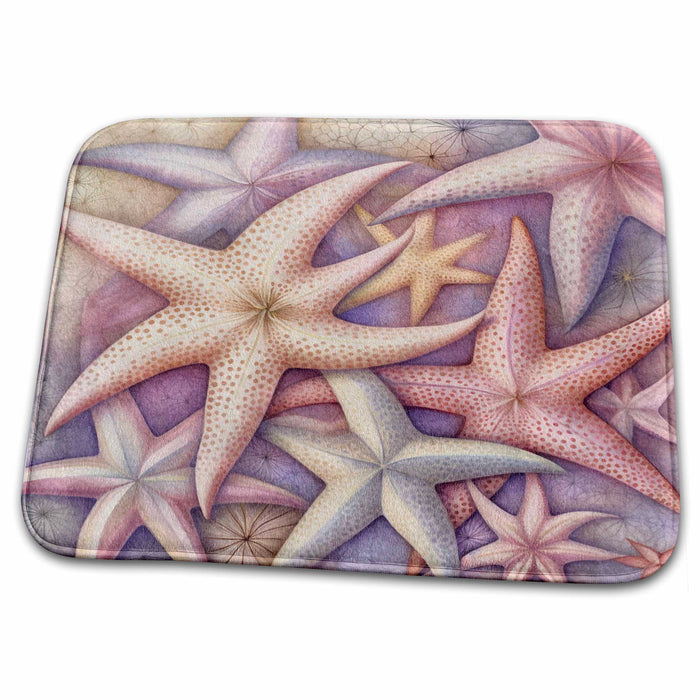 Dish Drying Mat - Pastel Starfish Background Backgrounds - Anne Marie Baugh