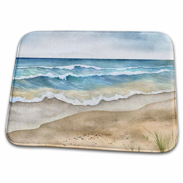 Dish Drying Mat - Pretty Ocean Waves Beach Scene Background Backgrounds - Anne Marie Baugh