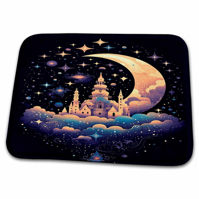 Dish Drying Mat - Moroccan Fantasy Night Casle Background Backgrounds - Anne Marie Baugh