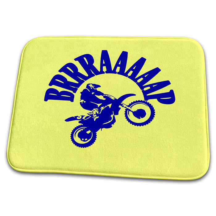 Dish Drying Mat - Brrraaaaap Dirtbike Motocross Design In Blue Vector Art - Dirtbike Motocross Humor