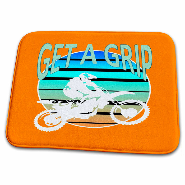 Dish Drying Mat - Get A Grip Dirt Bike Freestyle MX Art Vector Art - Dirtbike Motocross Humor