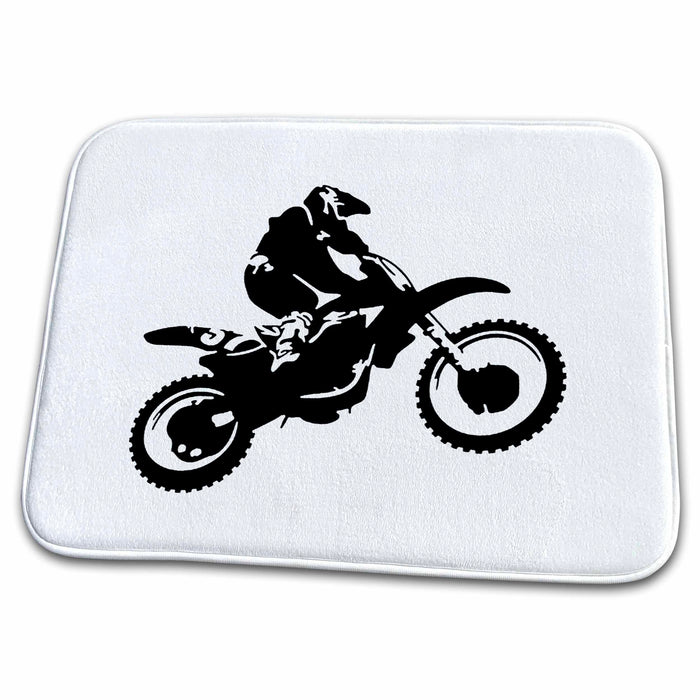 Dish Drying Mat - Moto X Dirt Bike Monotone Vector Art Black Vector Art - Dirtbike Motocross