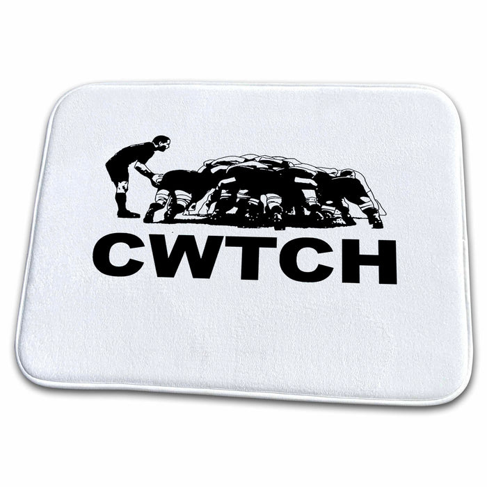 Dish Drying Mat - Cwtch Welsh Rugby Humour Rugby Players Vector Art - Wales Rugby Humor