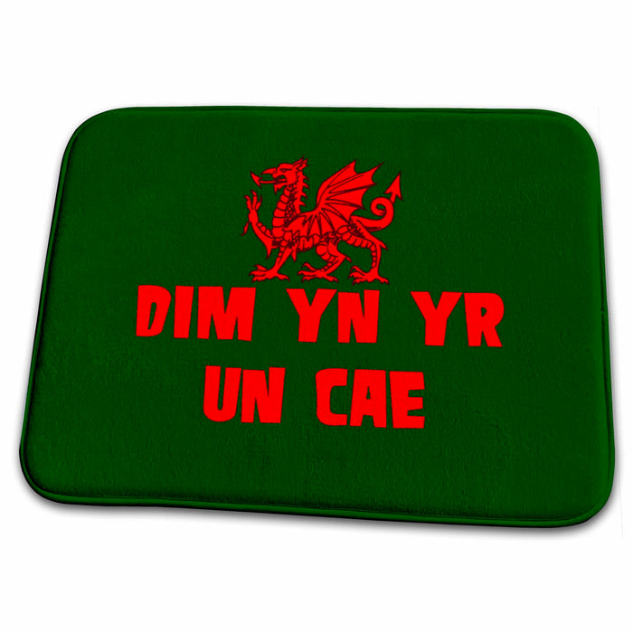 Dish Drying Mat - Dim yn yr un cae Welsh Rugby Union Dragon Vector Art - Wales Rugby Humor