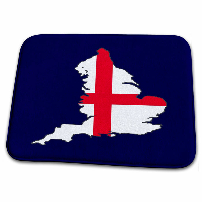 Dish Drying Mat - England And St George Cross Flag Rugby And Soccer Emblem Vector Art - England Fans Flag and Map