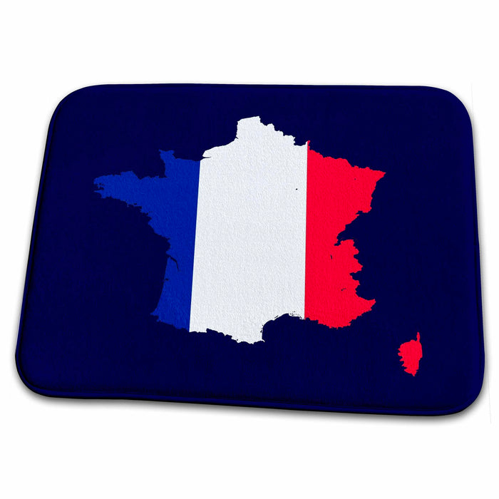 Dish Drying Mat - France Rugby Fan Drapeau Francais Flag Map Rugby And Soccer Emblem Vector Art - France Fans Flag and Map