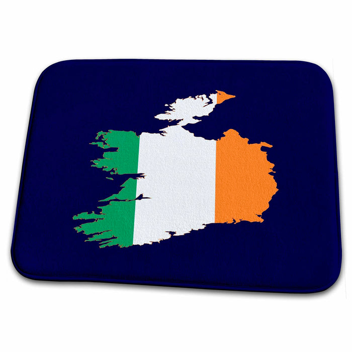 Dish Drying Mat - Ireland Rugby Fan Irish Tricolor Flag Map Rugby And Soccer Emblem Vector Art - Ireland Fans Flag and Map