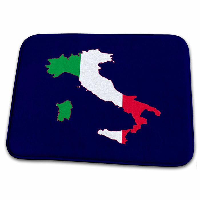 Dish Drying Mat - Italy Rugby Fan Bandiera dItalia Flag Map Rugby And Soccer Emblem Vector Art - Italy Fans Flag and Map