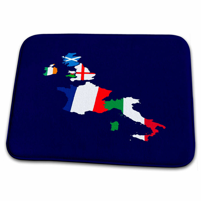 Dish Drying Mat - Rugby Union Fan Vector Art - Tournament Flag and Map