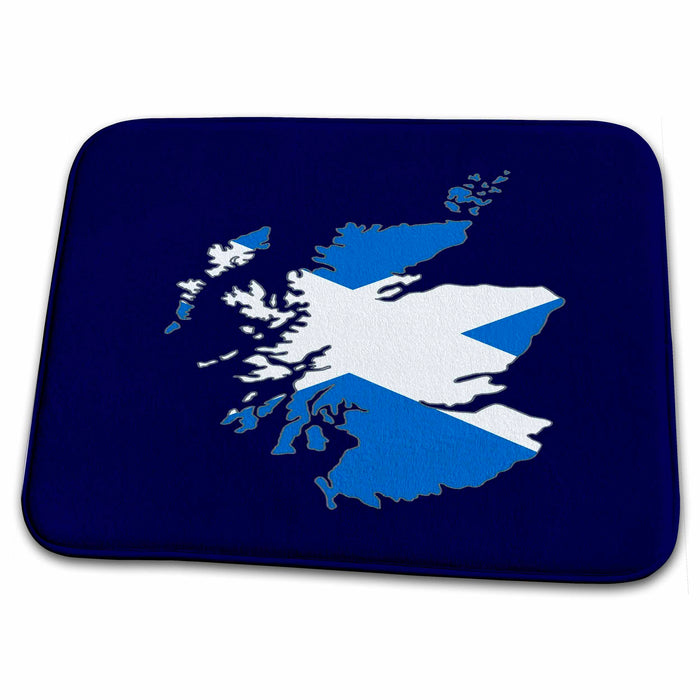 Dish Drying Mat - Scotland Rugby Fan Saltire Flag Map Vector Art - Scotland Fans Flag and Map