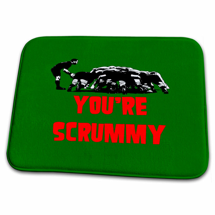 Dish Drying Mat - You Are Scrummy Funny Rugby Valentine Vector Art - Wales Rugby Humor