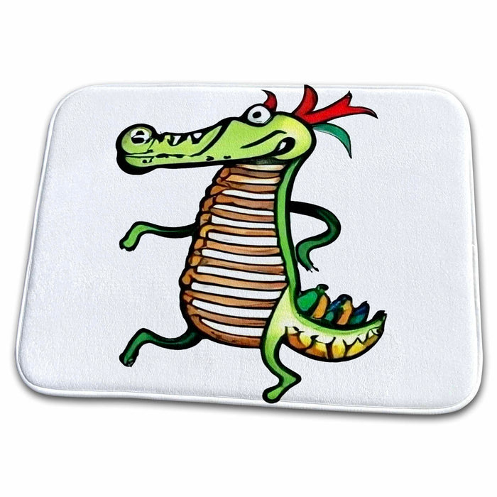 Dish Drying Mat - Cool Funny Cute Alligator Dancing Kokopelli Satire Animals