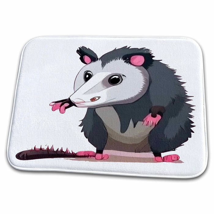 Dish Drying Mat - Cool Funny Cute Possum Street Cat Cartoon Animals