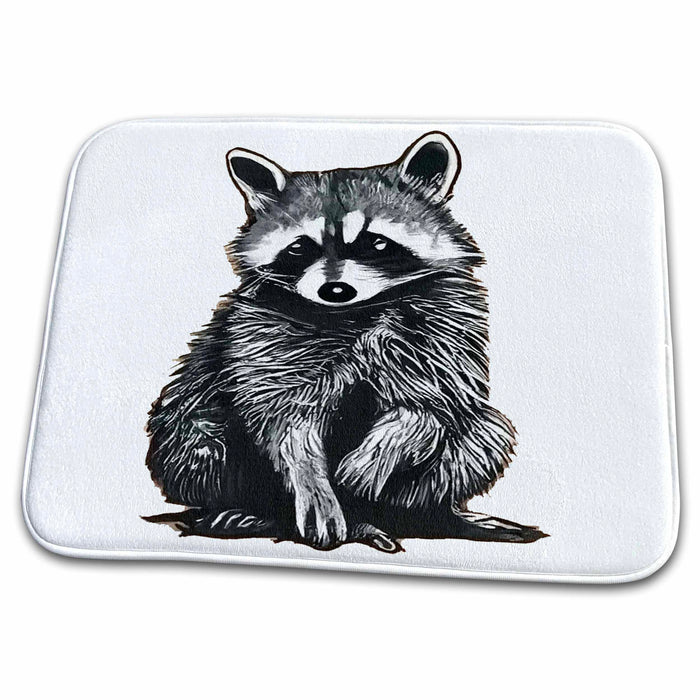 Dish Drying Mat - Cool Funny Cute Raccoon Street Cat Cartoon Animals