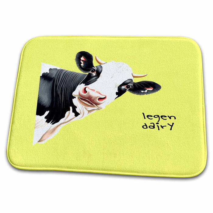 Dish Drying Mat - Legen Dairy Pun Cartoon Style Legendary Cow Vector Art - Dairy Cow Humor