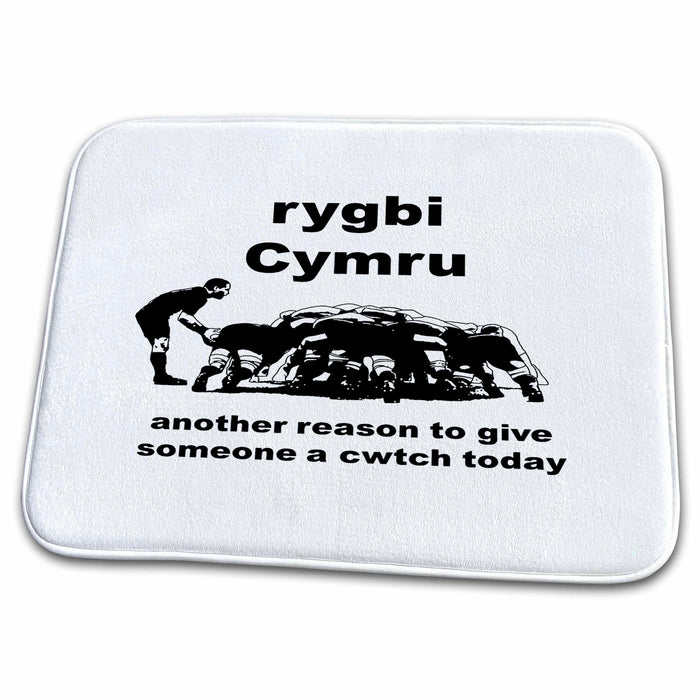 Dish Drying Mat - Rygbi Cymru Another Reason To Give Someone A Cwtch Today Vector Art - Welsh Rugby