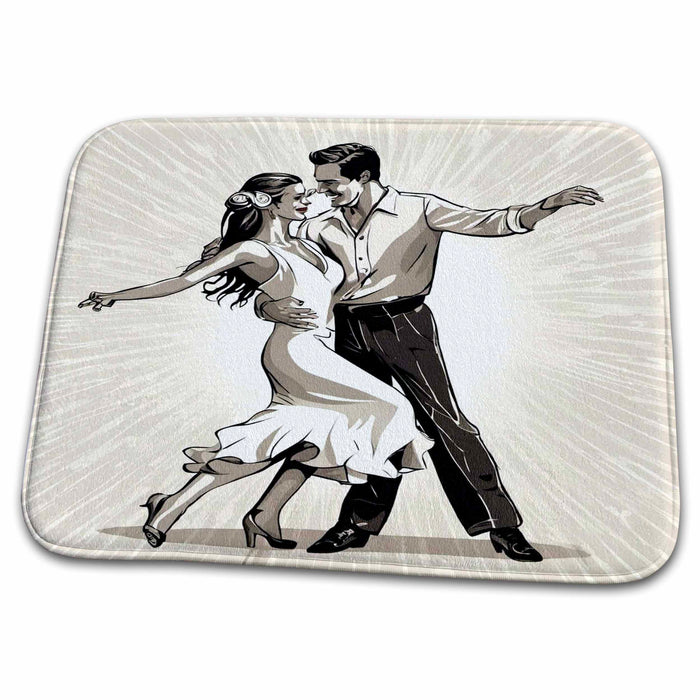 Dish Drying Mat - Strictly Salsa Couple Dancing With Pazazz Vector Art - Dancers