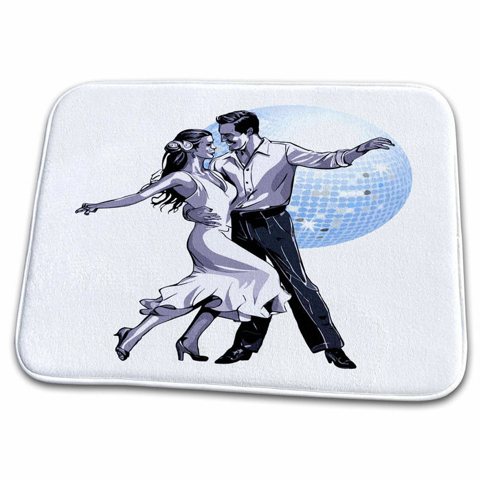 Dish Drying Mat - Salsa Couple Dancing With Ballroom Mirrorbal Vector Art - Dancers